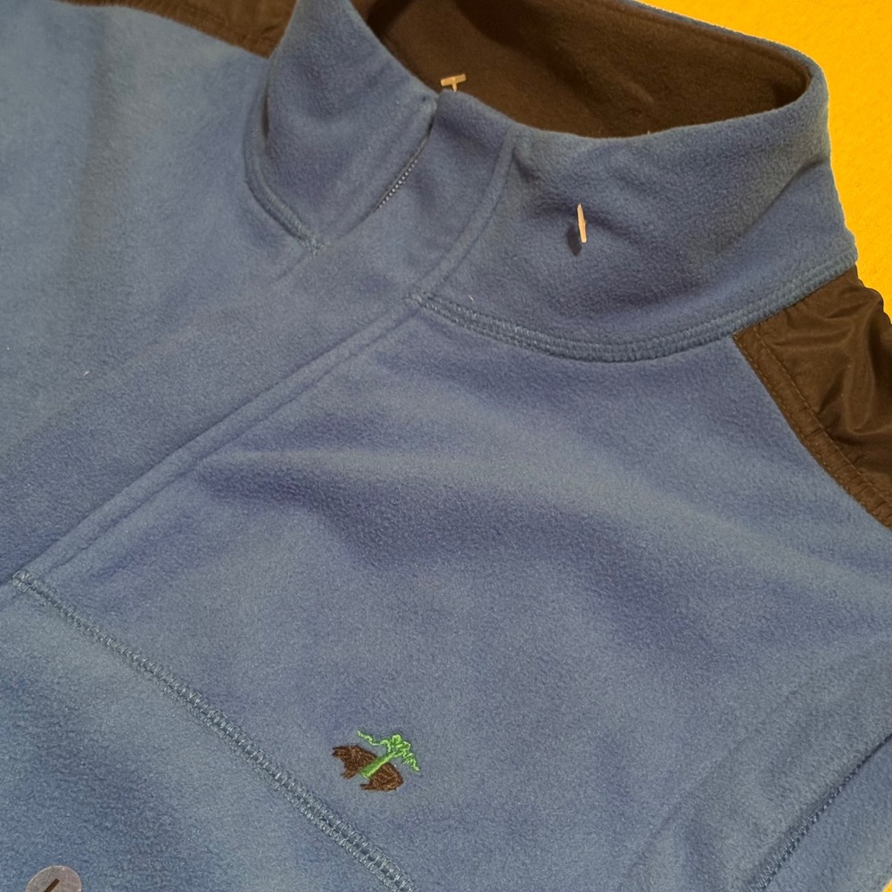 Brooks Brothers Mens Blue Fleece Full Zip Vest Golden Fleece Logo Large NWT